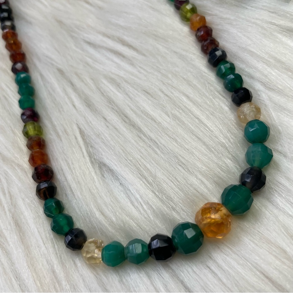 Mix gemstones citrine amethyst and others necklace